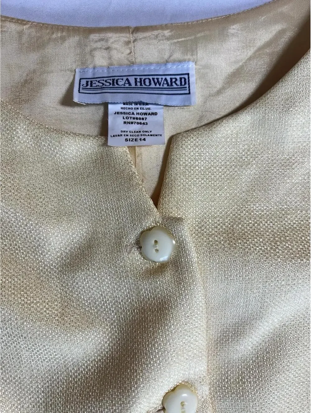 Jessica Howard‎ Women’s Cream Linen Blend Jacket Blazer Size 14 USA Made